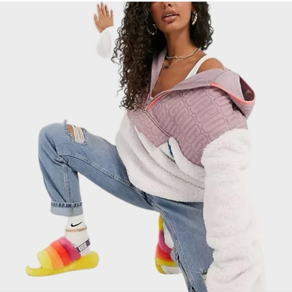 UGG Jackets & Blazers - NWT UGG Iggy Sherpa Half Zip Pink Salt Large